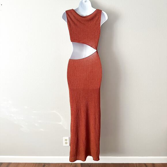 Zara Rust Burnt Orange Cut Out Sleeveless Maxi Dress women's size medium - Picture 7 of 12